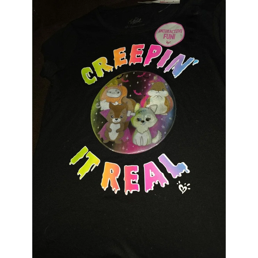 Justice fall autumn Halloween creepin it real character shirt size 10 nwt